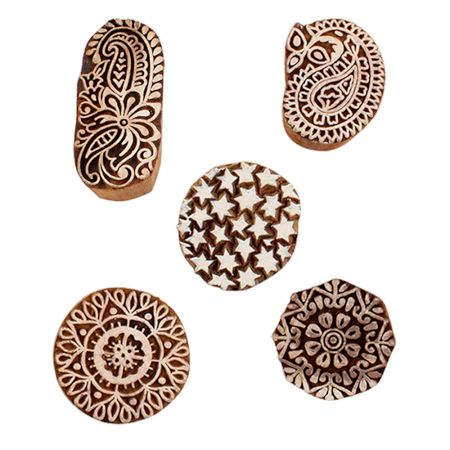 Set of 5 Piece New Mix Wooden Printing Blocks